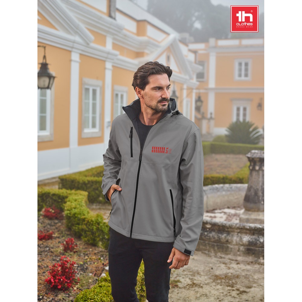 THC ZAGREB. Men's softshell jacket with detachable hood and